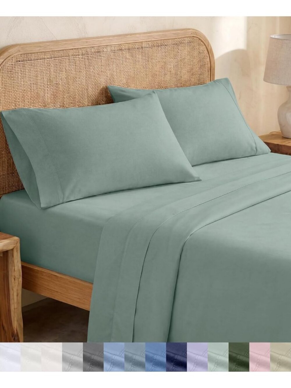 Organic Cotton Full Size Sheet Set in Sage Green - Soft, Eco-Friendly Bedding
